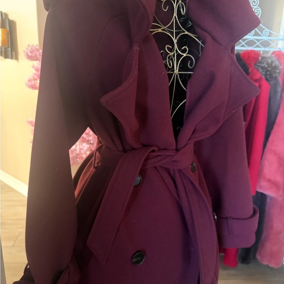 SHEIN Plum Double-Breasted Trench Coat😍 - Picture 4 of 4